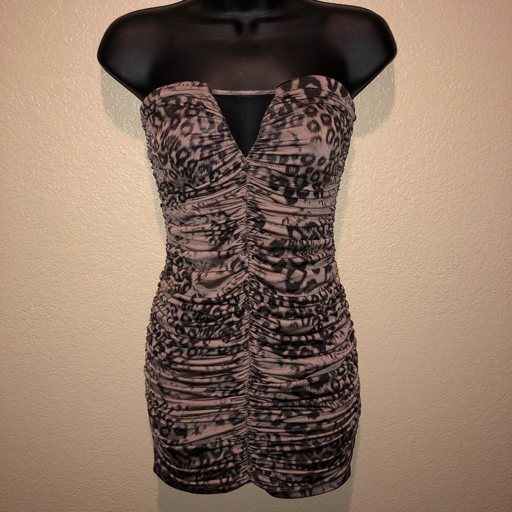 Forever 21 Leopard Ruched Tube Dress